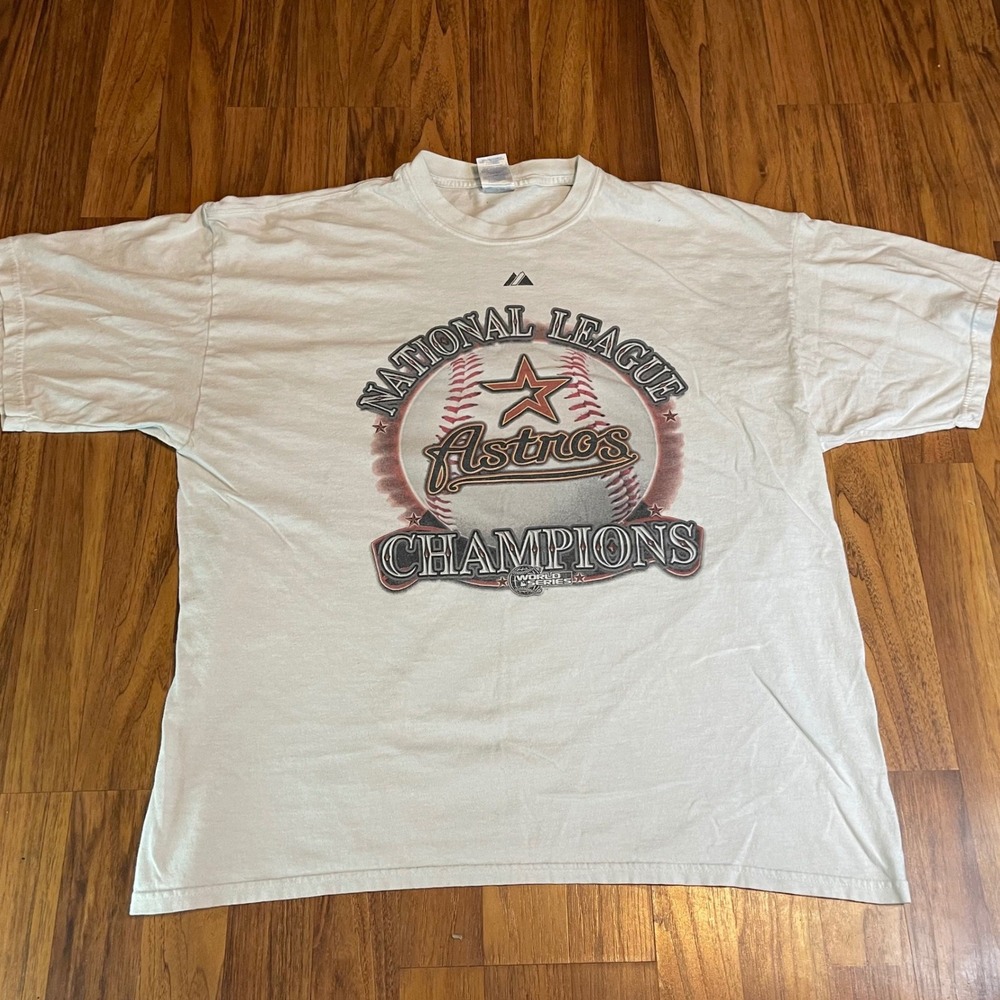 Vintage Houston Astros 2005 NL Champions Shirt XXL Gildan Cotton Roster White